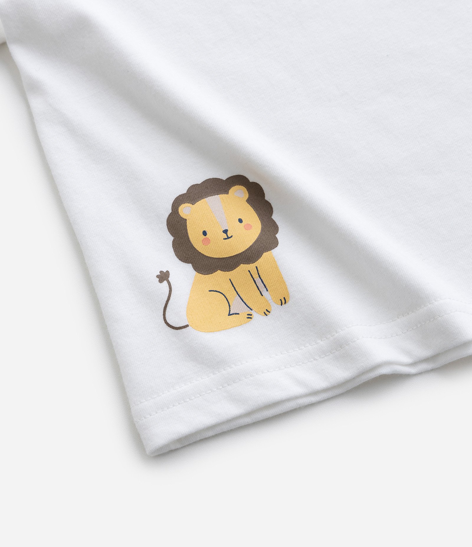 Conjunto Infantil com Estampa Leãozinho - Tam 0 a 18 meses Branco/Laranja 3