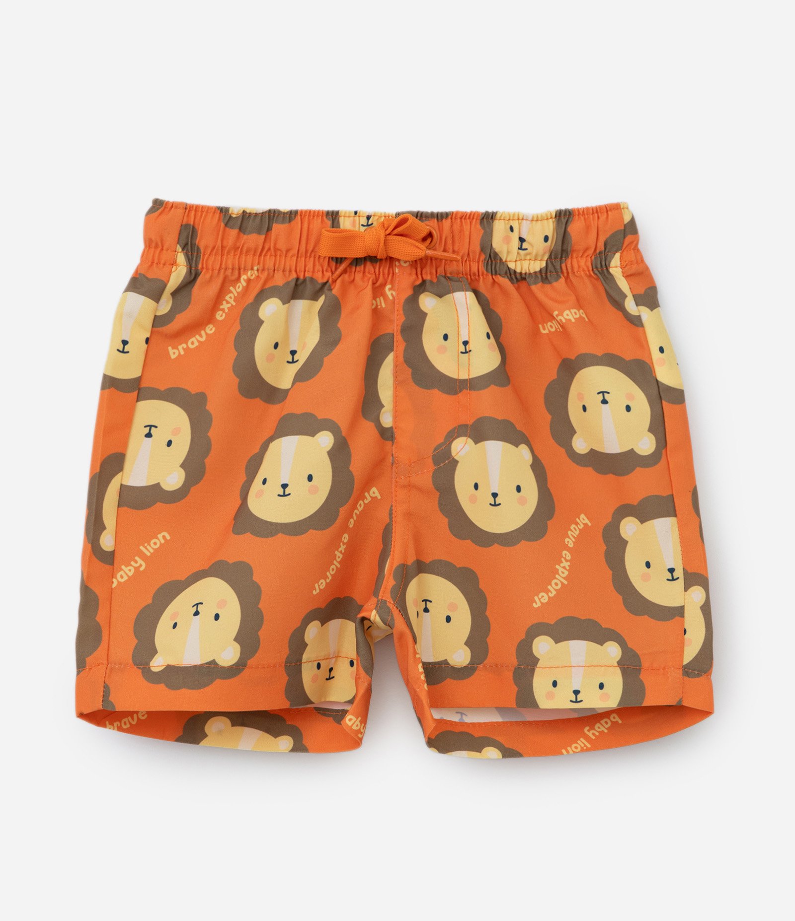 Conjunto Infantil com Estampa Leãozinho - Tam 0 a 18 meses Branco/Laranja 5