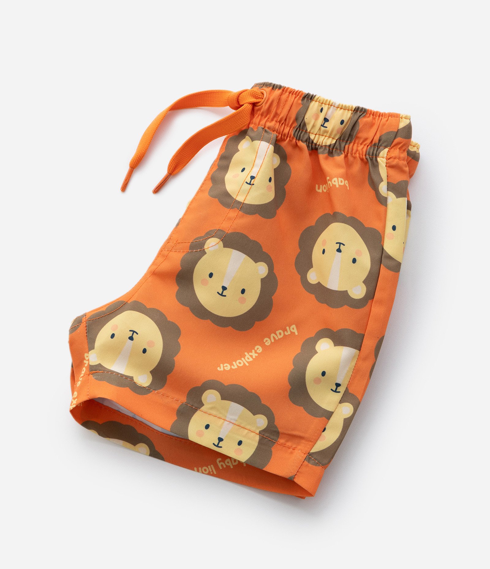 Conjunto Infantil com Estampa Leãozinho - Tam 0 a 18 meses Branco/Laranja 7