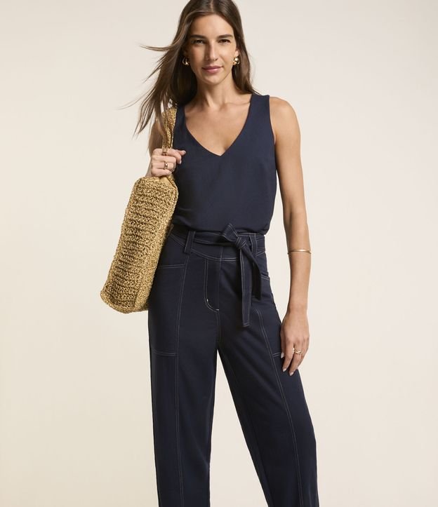 Calça Piquet Pespontada com Faixa