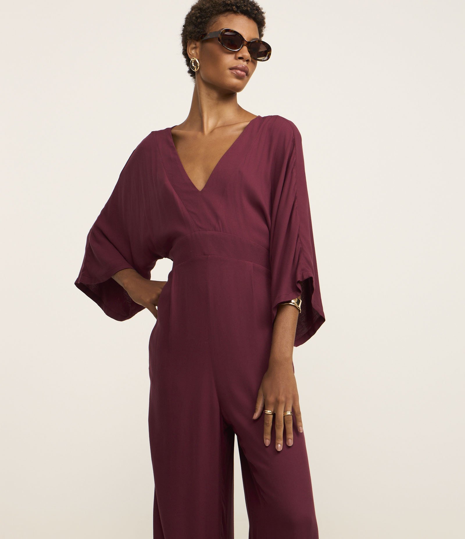 Macacão Cenoura em Viscose com Elástico na Cintura Vermelho 2