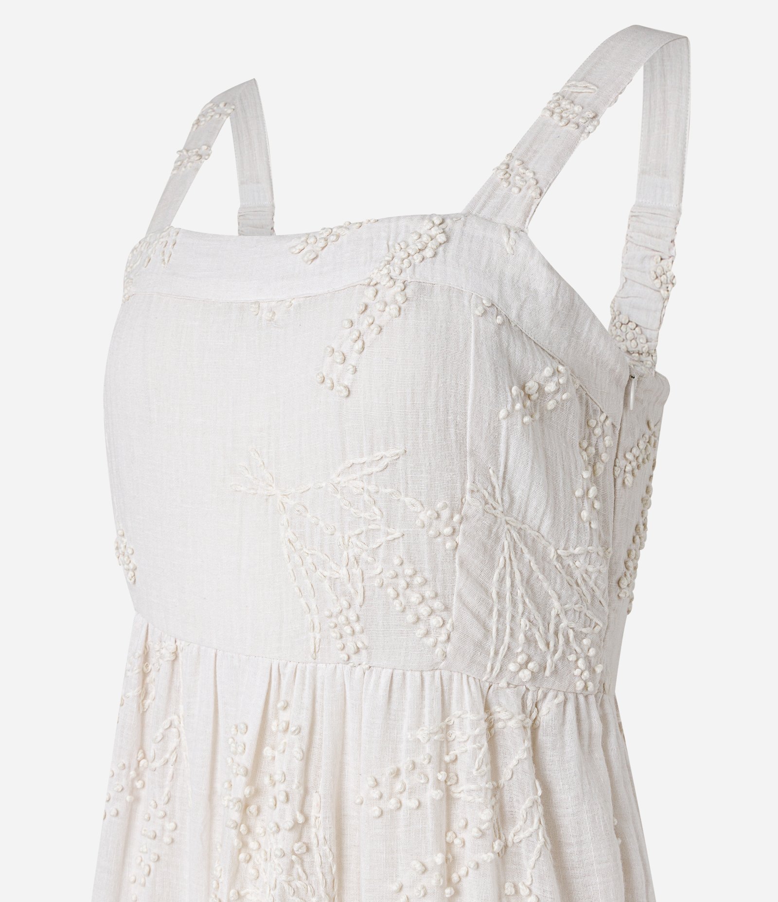 Vestido Midi em Cambraia com Alça Larga e Bordado Floral Branco 6