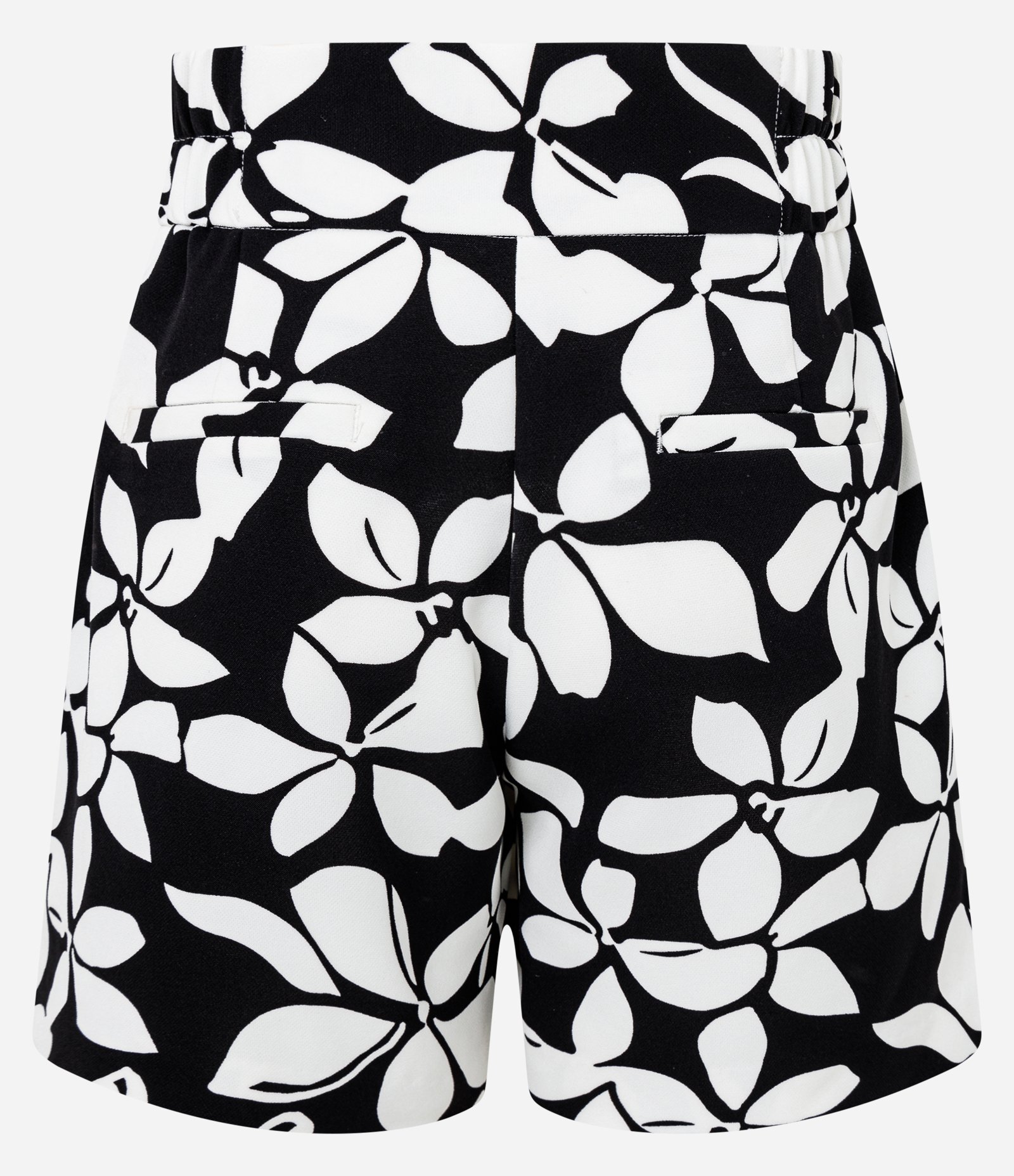 Short Alfaiatado com Fechamento Frontal e Estampa Folhagens Preto/ Branco 6