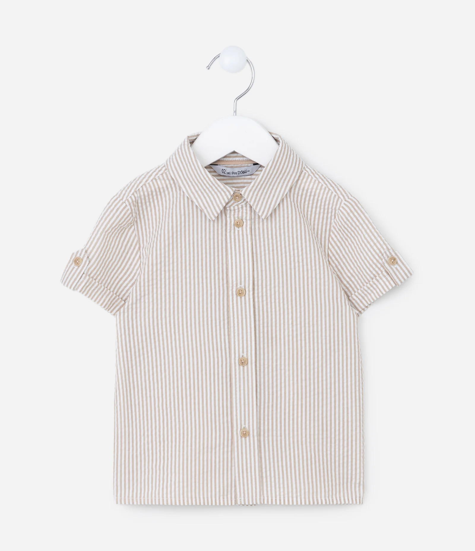 Camisa Infantil com Estampa Listrada - Tam 1 a 4 Anos Bege 1