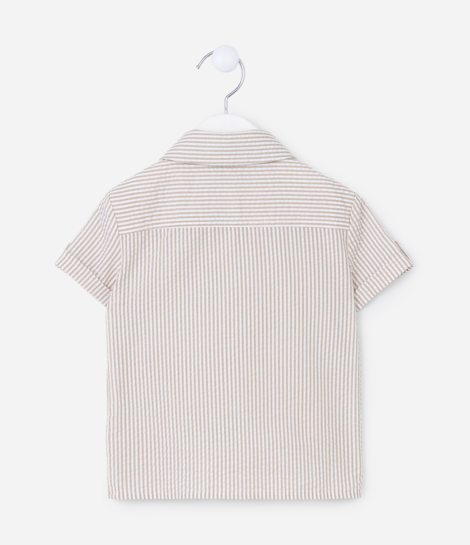 Camisa Infantil com Estampa Listrada - Tam 1 a 4 Anos Bege 2