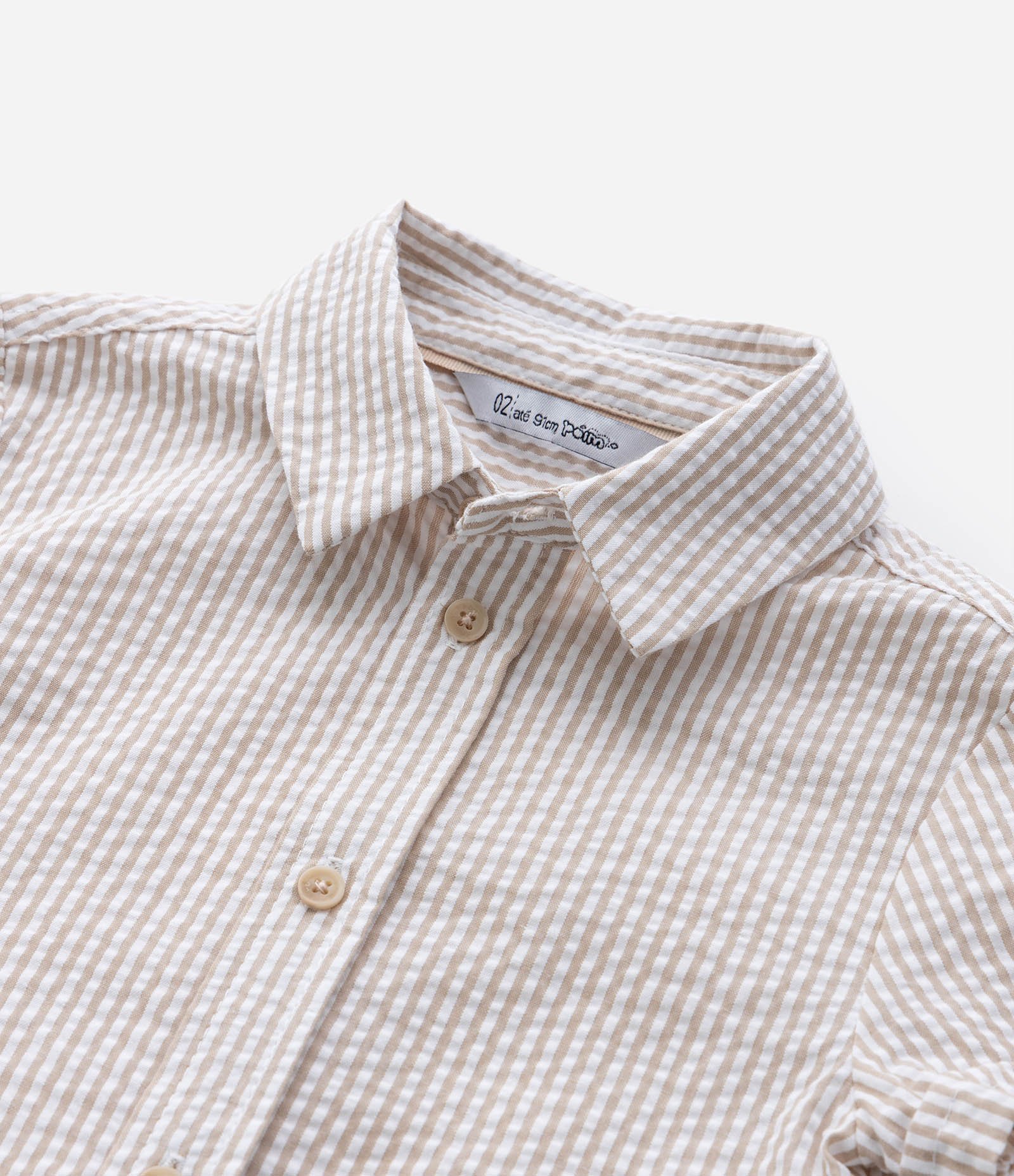 Camisa Infantil com Estampa Listrada - Tam 1 a 4 Anos Bege 5