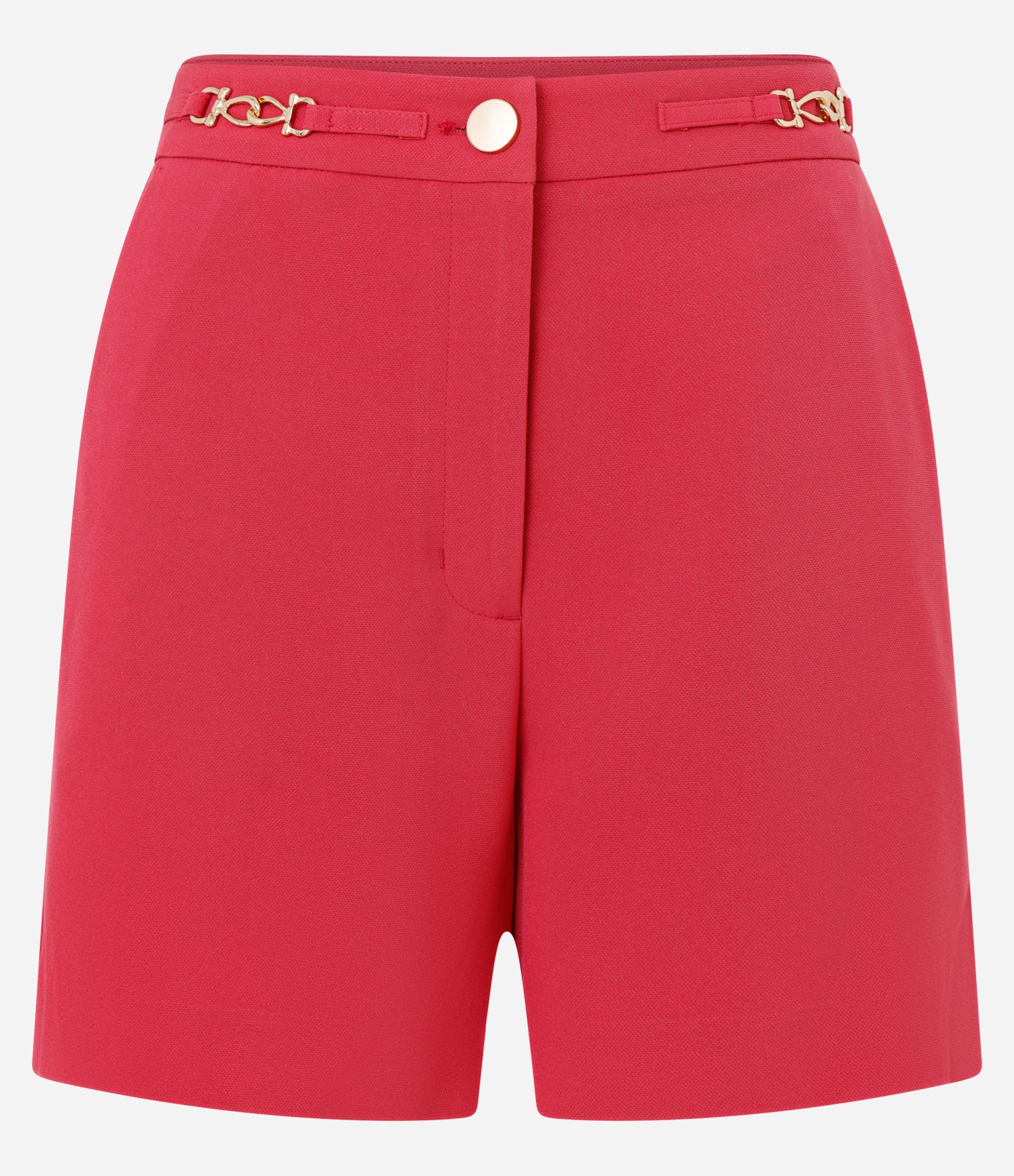 Short Alfaiatado Cintura Alta com Corrente na Cintura Vermelho 5