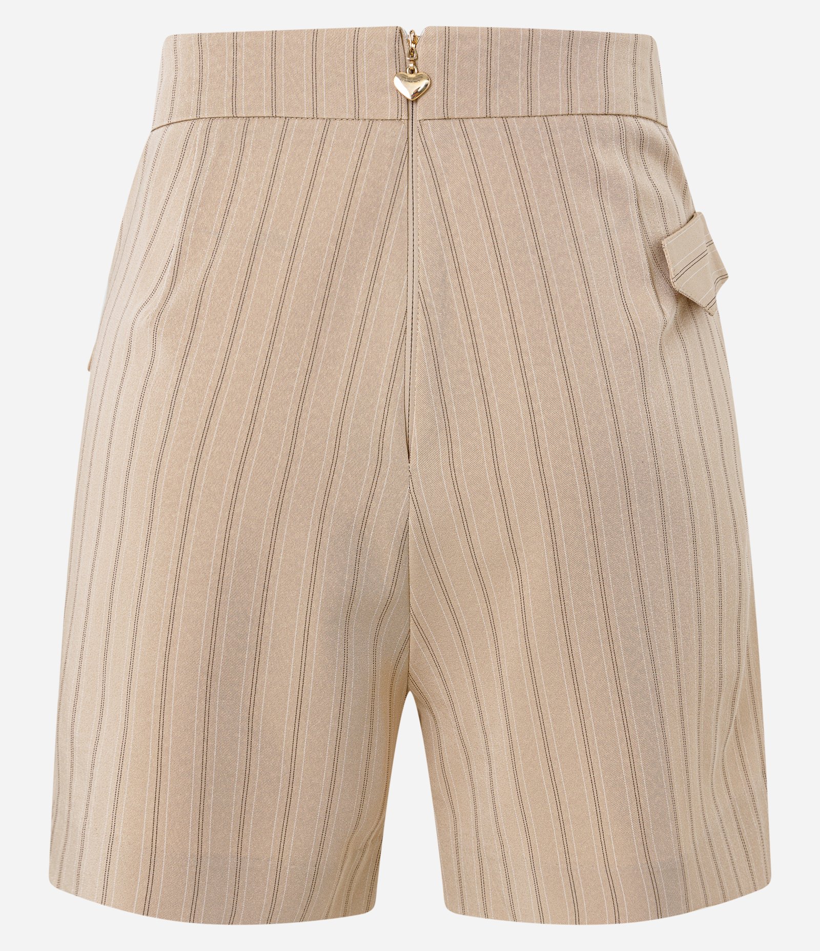 Short Saia Alfaiatado com Listras e Fivela Bege 5
