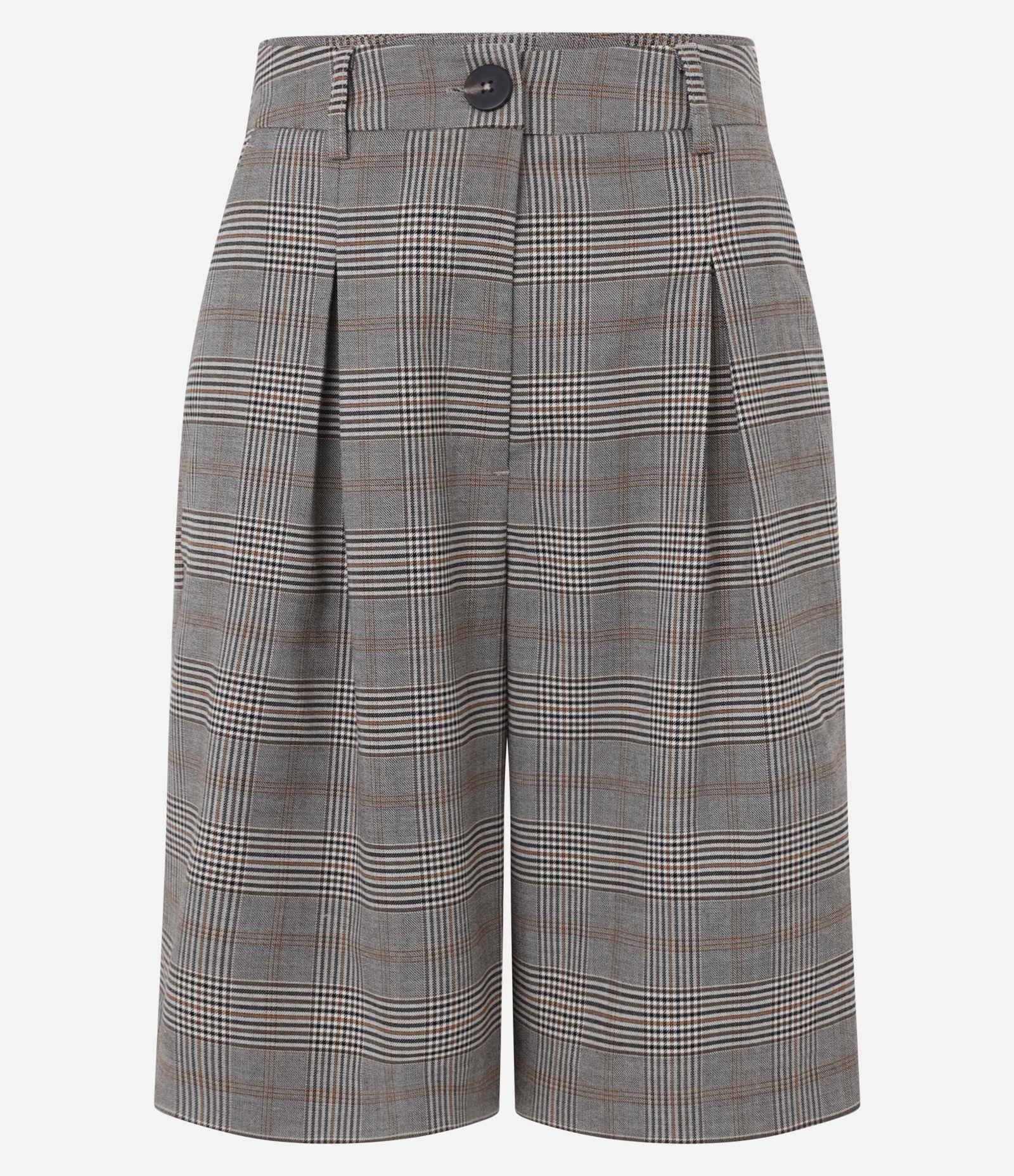 Bermuda Reta em Alfaiataria com Cintura Alta e Estampa Xadrez Bege 5