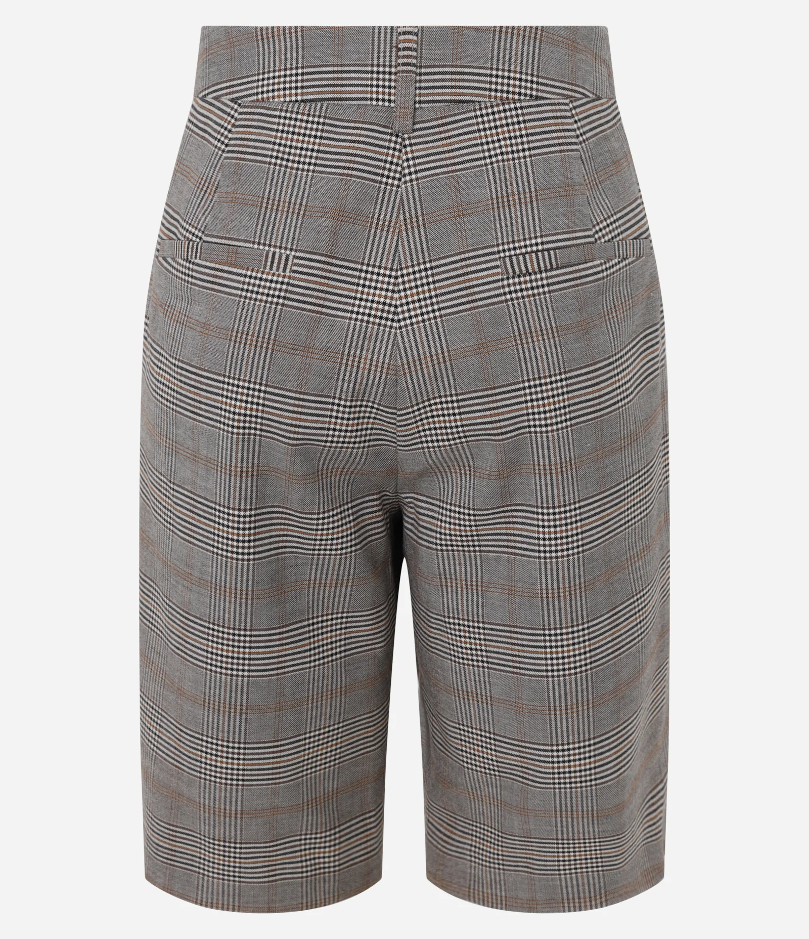 Bermuda Reta em Alfaiataria com Cintura Alta e Estampa Xadrez Bege 6