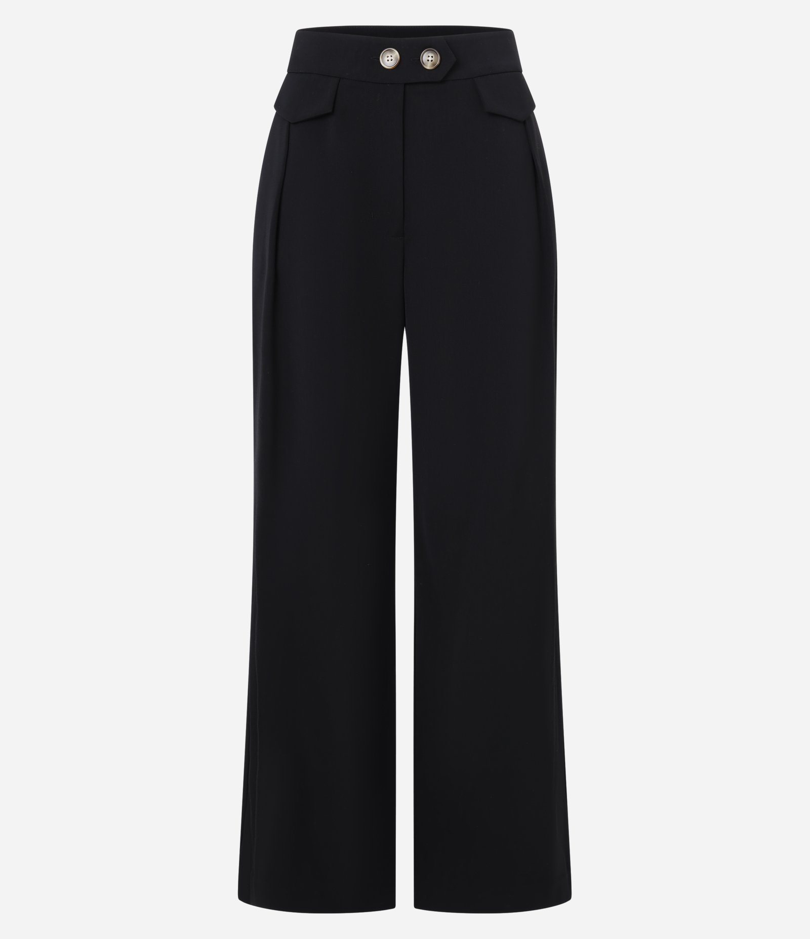 Calça Reta em Alfaiataria Com Cós Transpassado e Pregas Preto 5