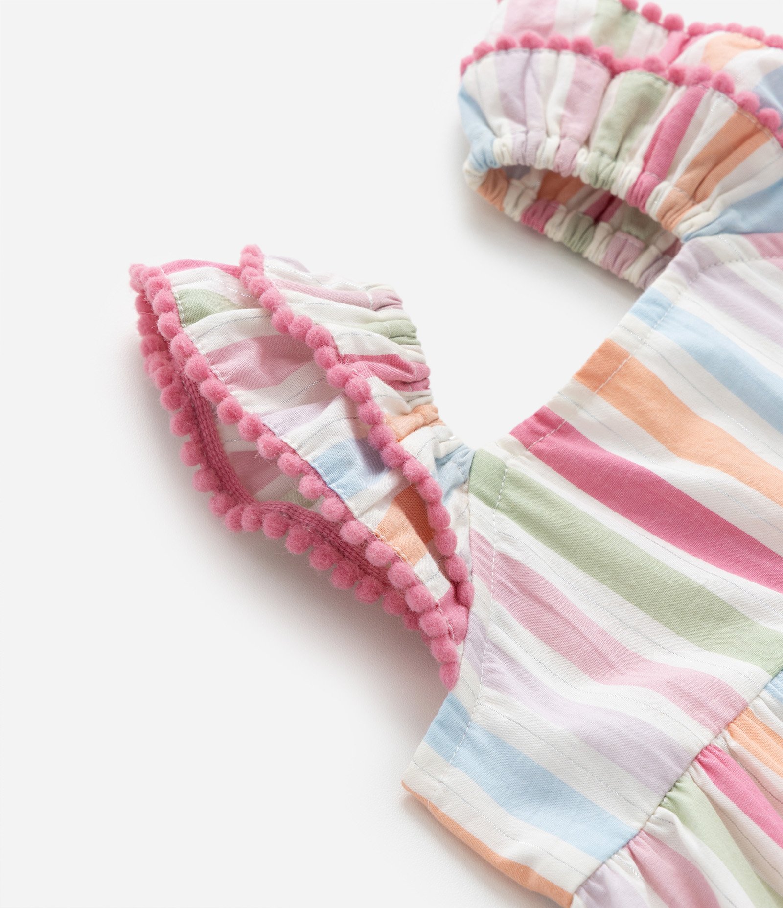 Vestido Infantil com Babados e Estampa Listrada - Tam 3 a 18 meses Multicores 5