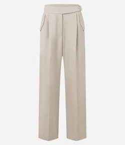 Calça Alfaiatada com Transpasse no Cós e Pregas