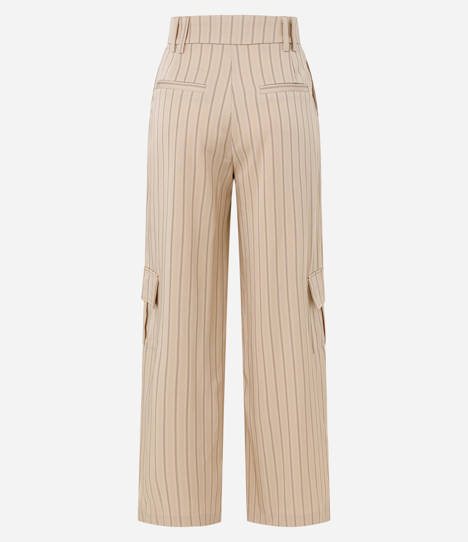 Calça Wide Leg Alfaiatada com Listras e Bolso Cargo 6