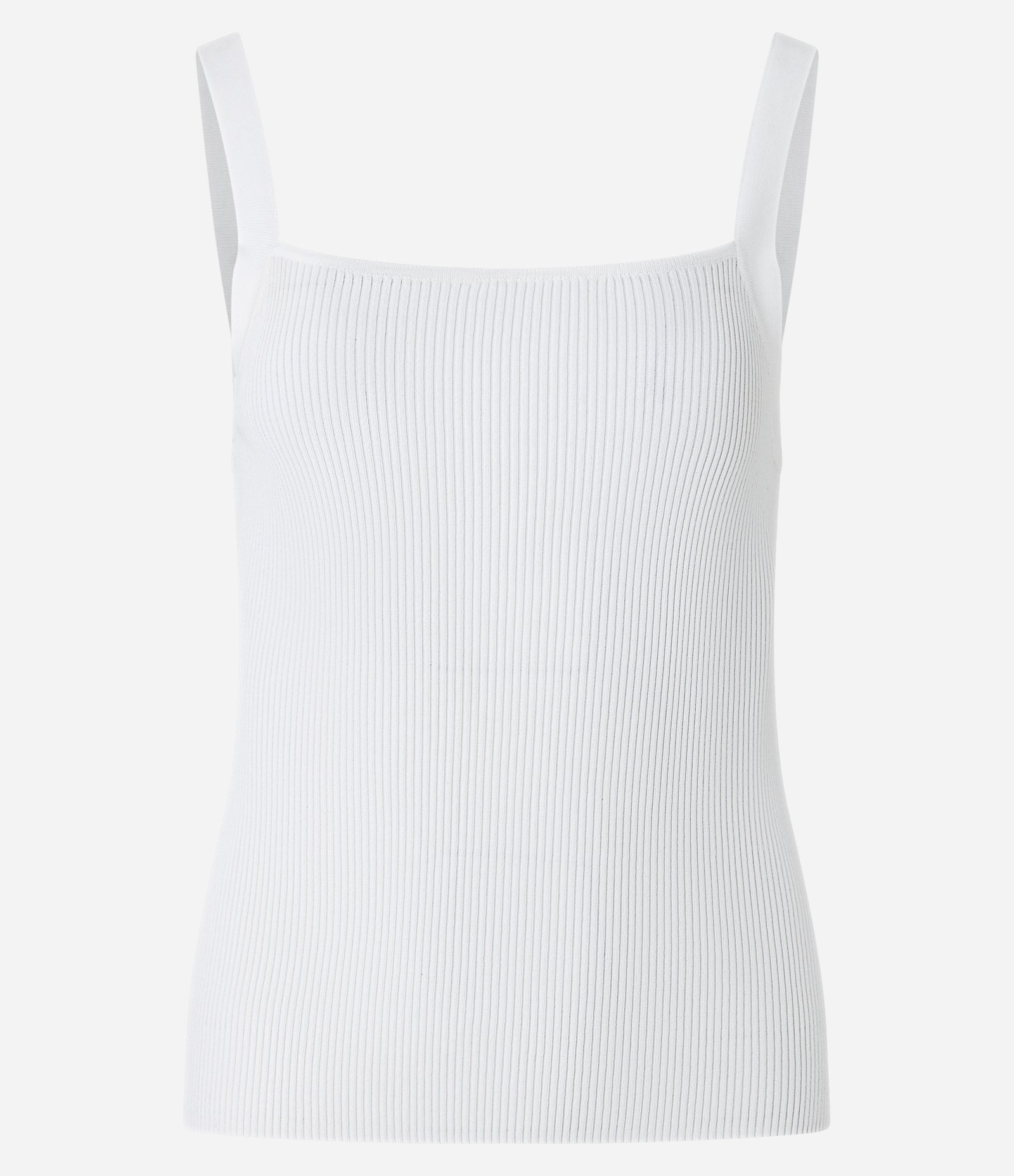 Blusa de Alça em Tricô com Decote Quadrado Branco 1