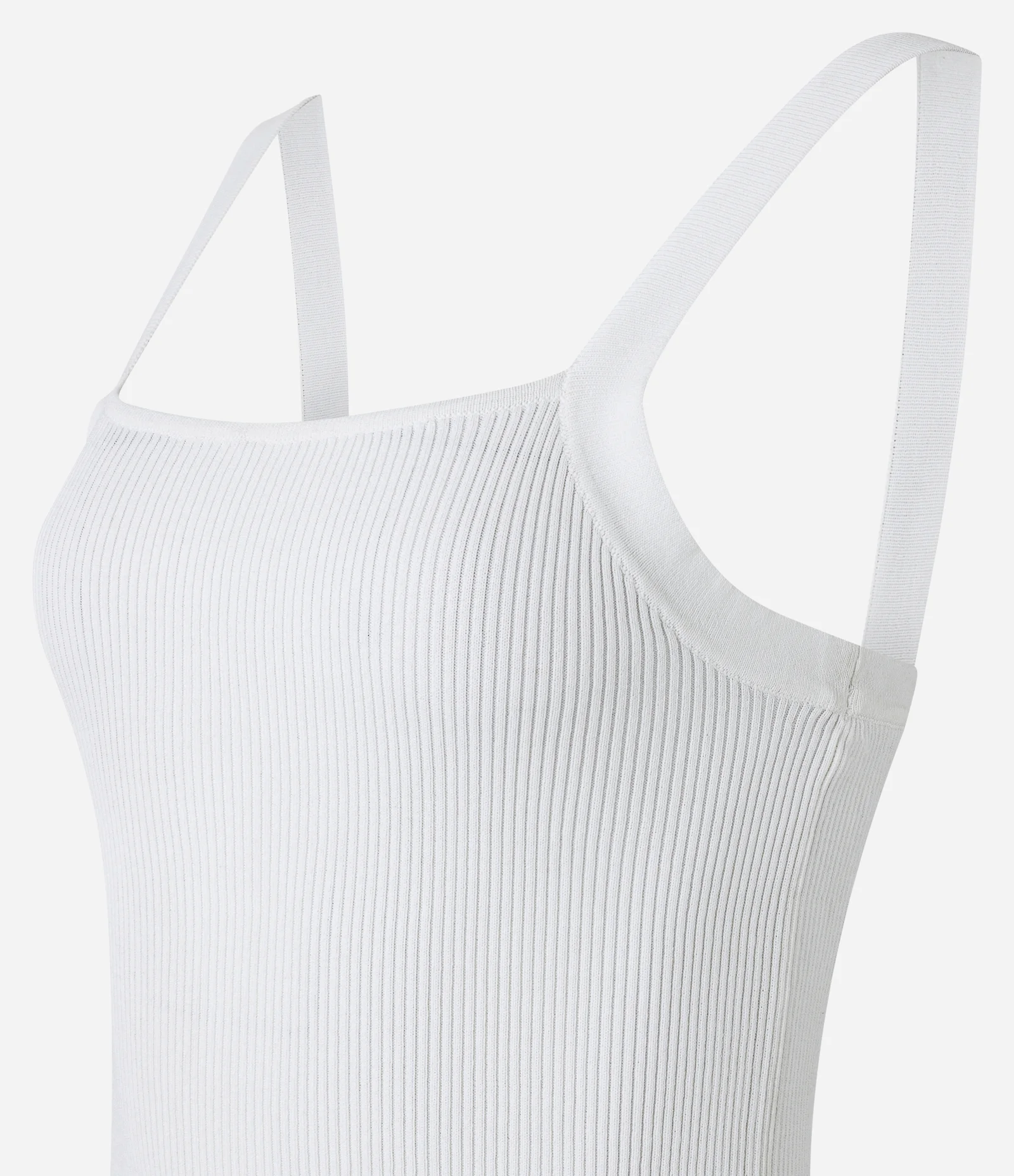 Blusa de Alça em Tricô com Decote Quadrado Branco 2