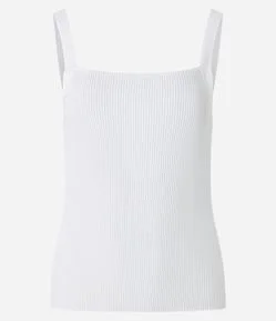 Blusa de Alça em Tricô com Decote Quadrado
