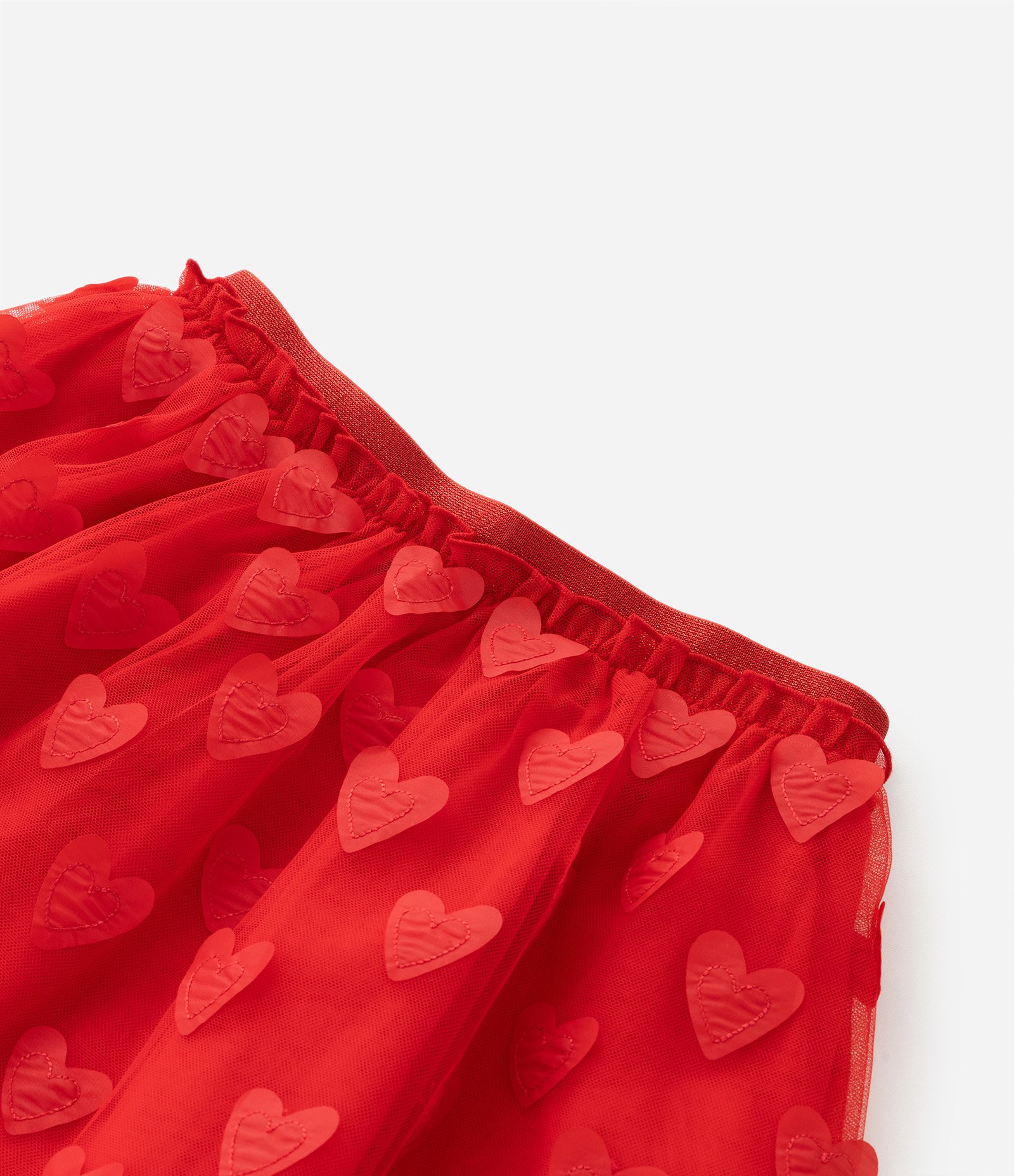 Saia Infantil em Tule com Bordado Corações - Tam 5 a 14 Anos Vermelho 5