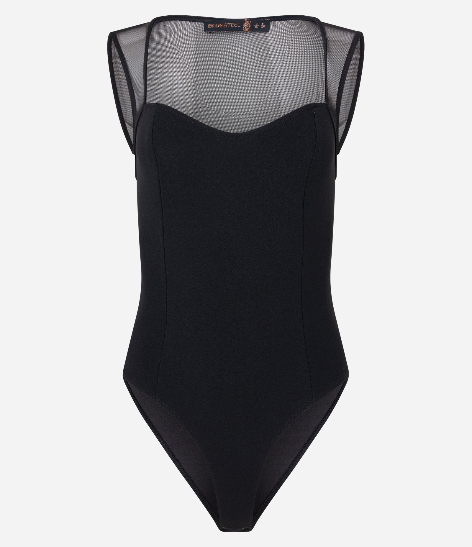 Body em Crepe com Detalhe em Tule e Decote Coração Preto 6