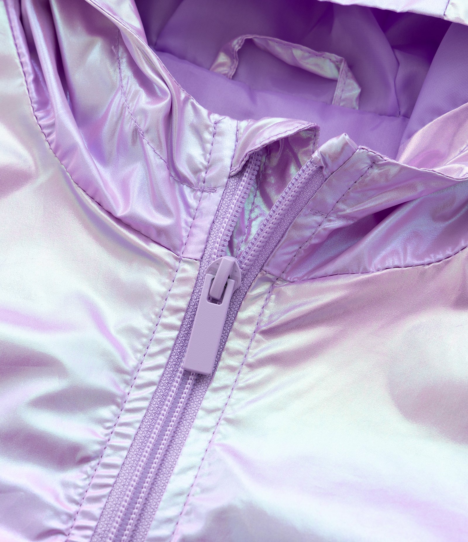 Jaqueta Quebra Vento Infantil Holográfica - Tam 5 a 14 Anos Lilás 3