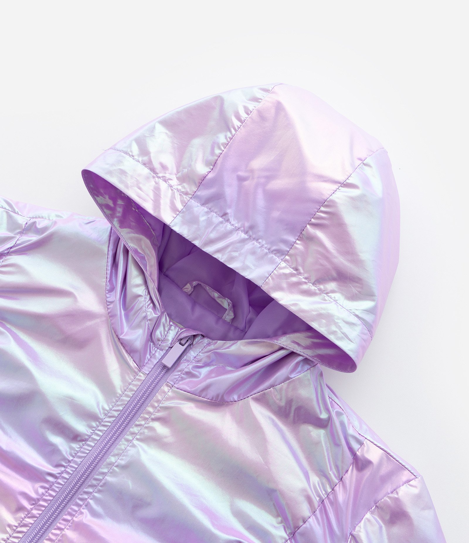 Jaqueta Quebra Vento Infantil Holográfica - Tam 5 a 14 Anos Lilás 7
