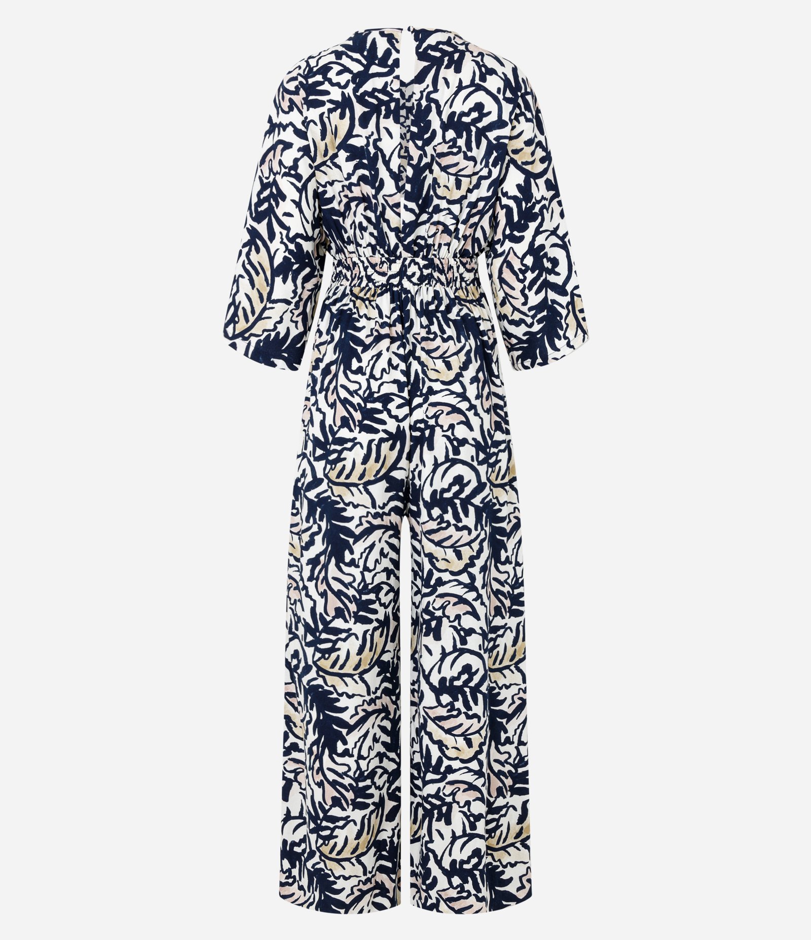 Macacão em Viscose com Elástico na Cintura e Estampa Floral Azul 6