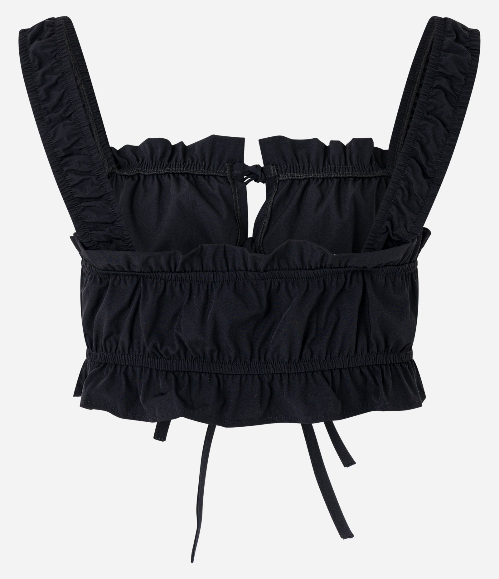 Blusa Top Cropped em Tricoline com Drapeado e Amarrações Preto 6