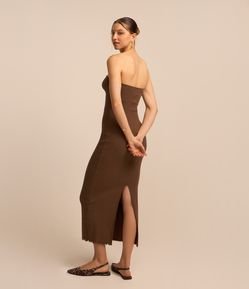 Vestido New Midi em Ribana Tomara que Caia com Drapeado