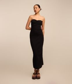 Vestido New Midi em Ribana Tomara que Caia com Drapeado