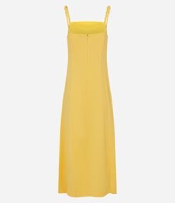 Vestido New Midi em Viscose e Linho com Zíper nas Costas