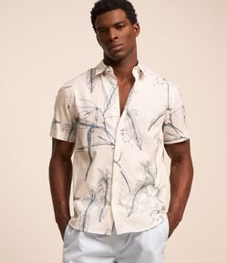 Camisa em Voil com Estampa Floral Outline