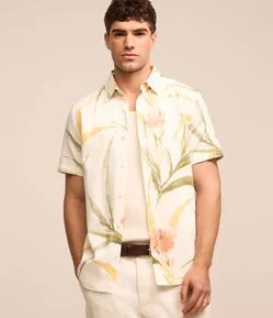 Camisa com Textura e Estampa Floral