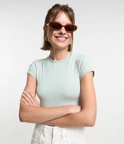 Blusa Básica em Poliamida com Manga Curta