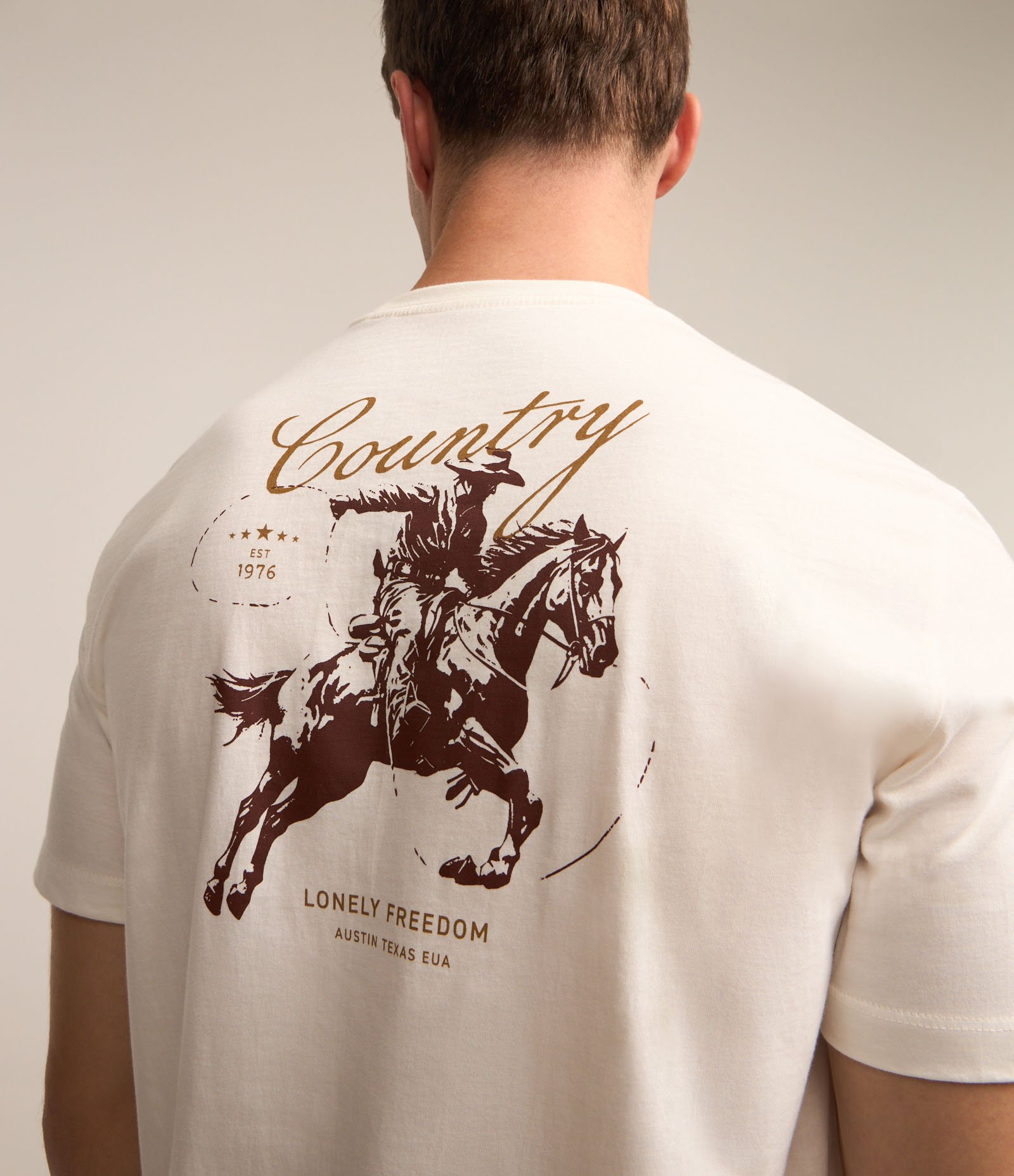Camiseta em Algdoão com Estampa Country Branco 1