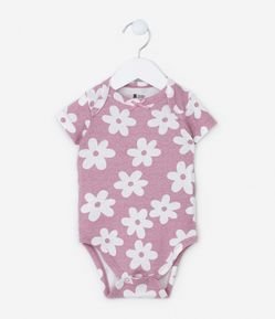 Body Infantil em Suedine com Estampa Floral - Tam 0 a 18 meses