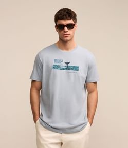Camiseta em Algodão com Estampa de Baleias