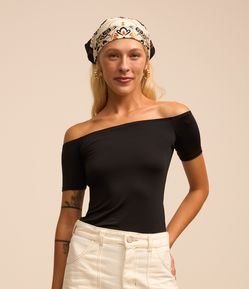 Body em Microfibra com Decote Ombro a Ombro