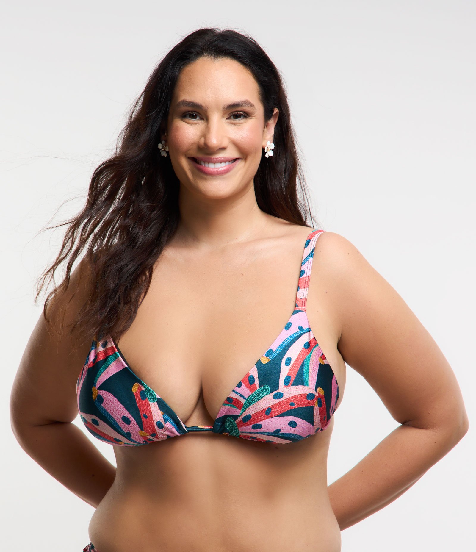 Biquíni Top Cortininha em Microfibra Estampada de Bananas Curve & Plus Size Multicores 2