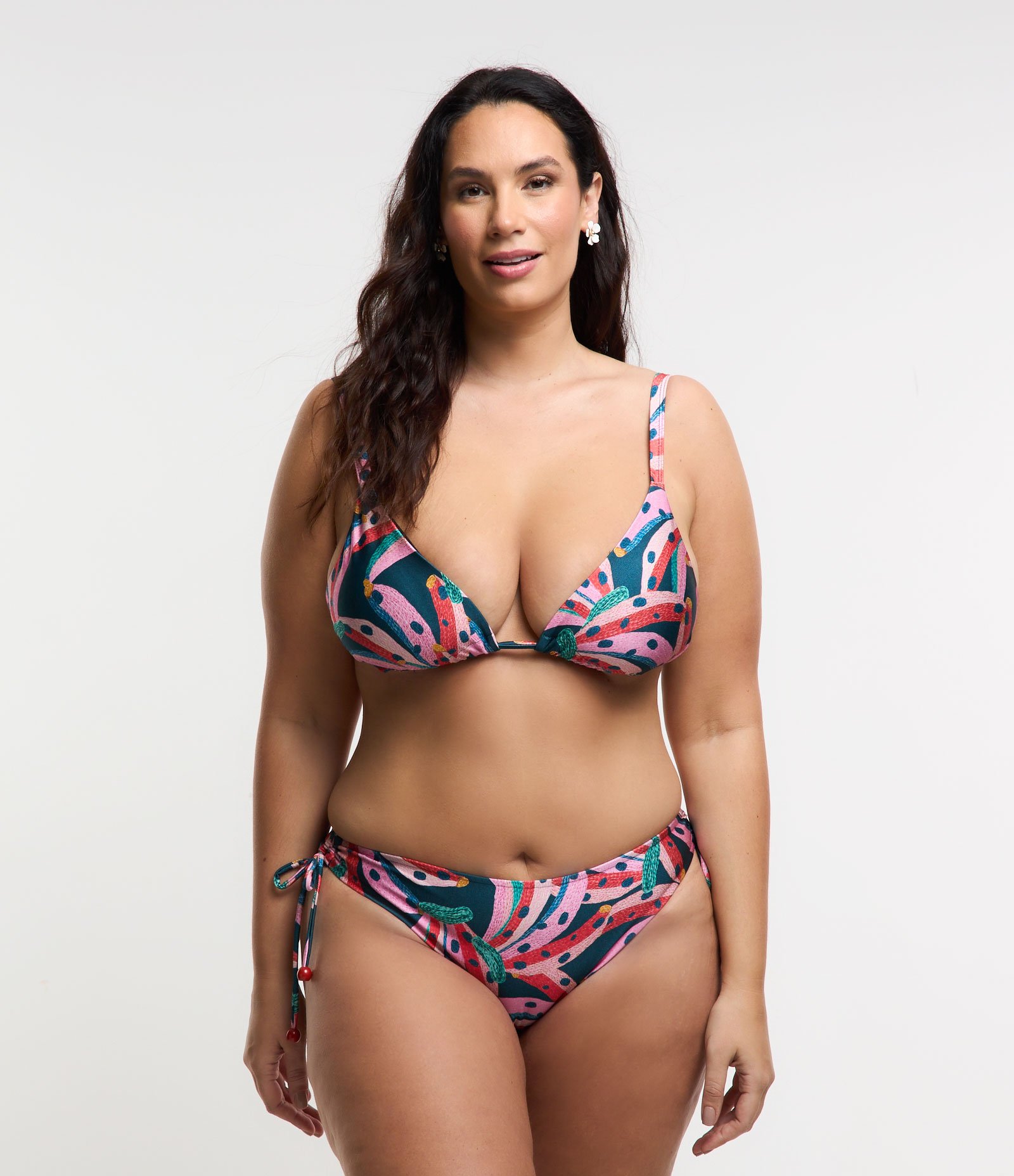 Biquíni Top Cortininha em Microfibra Estampada de Bananas Curve & Plus Size Multicores 3