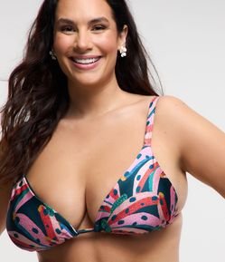 Biquíni Top Cortininha em Microfibra Estampada de Bananas Curve & Plus Size