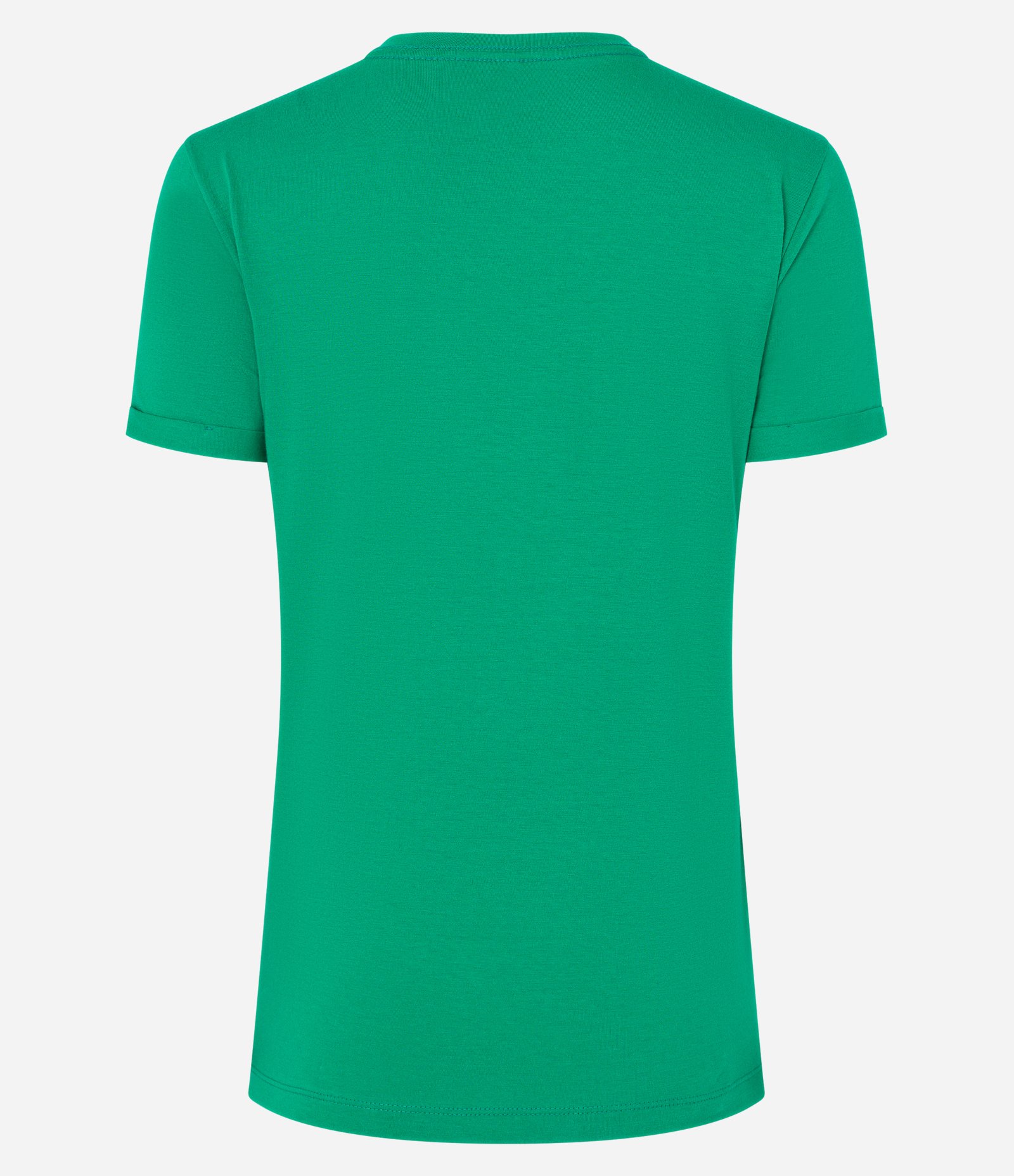 Camiseta Regular em Algodão com Manga Dobrada Verde Forte 6