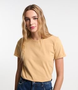 Camiseta Regular em Algodão com Manga Dobrada