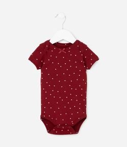 Body Infantil em Suedine com Estampa Mini Corações - Tam 0 a 18 meses