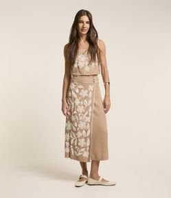 Saia Midi em Viscolinho com Transpasse e Borda Nuvem