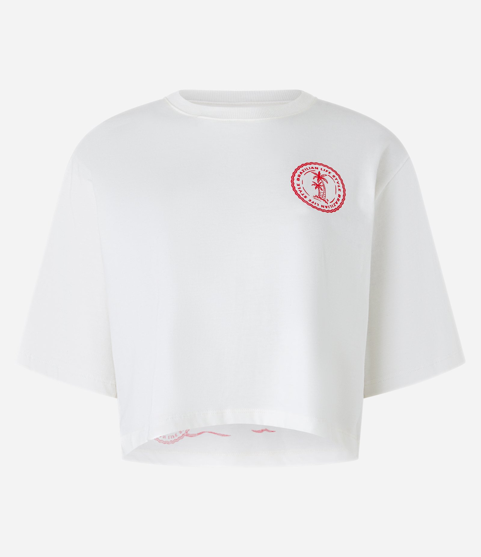 Blusa Cropped em Algodão com Estampa Frente e Costas Nascida no Paraíso Branco 4