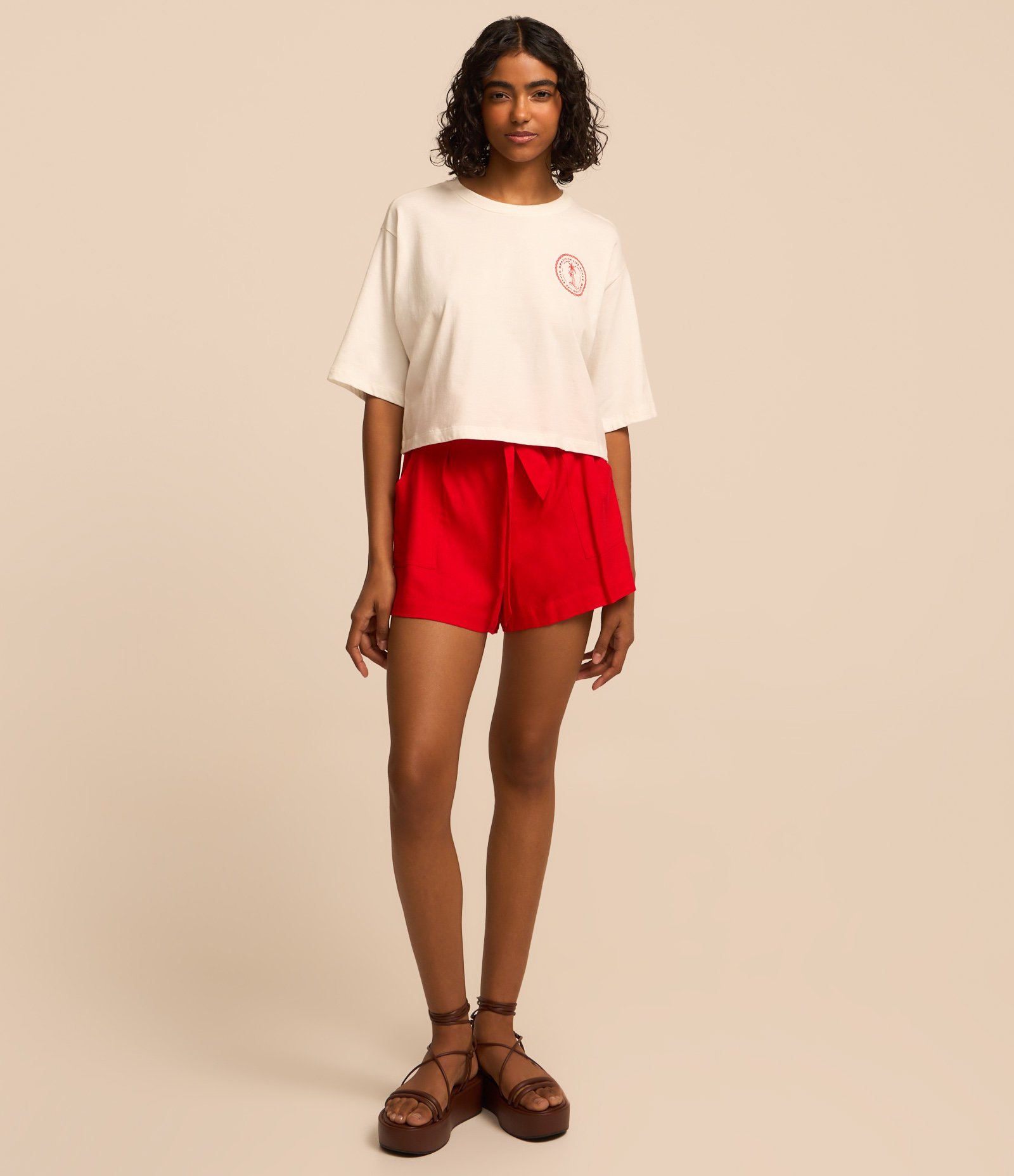 Blusa Cropped em Algodão com Estampa Frente e Costas Nascida no Paraíso Branco 2