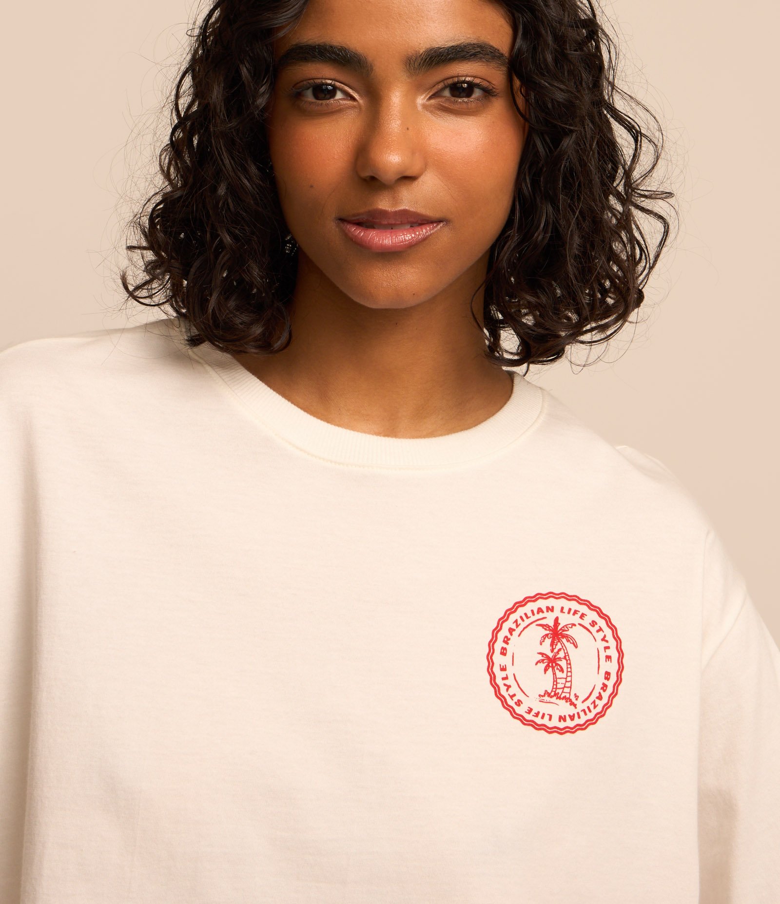 Blusa Cropped em Algodão com Estampa Frente e Costas Nascida no Paraíso Branco 3