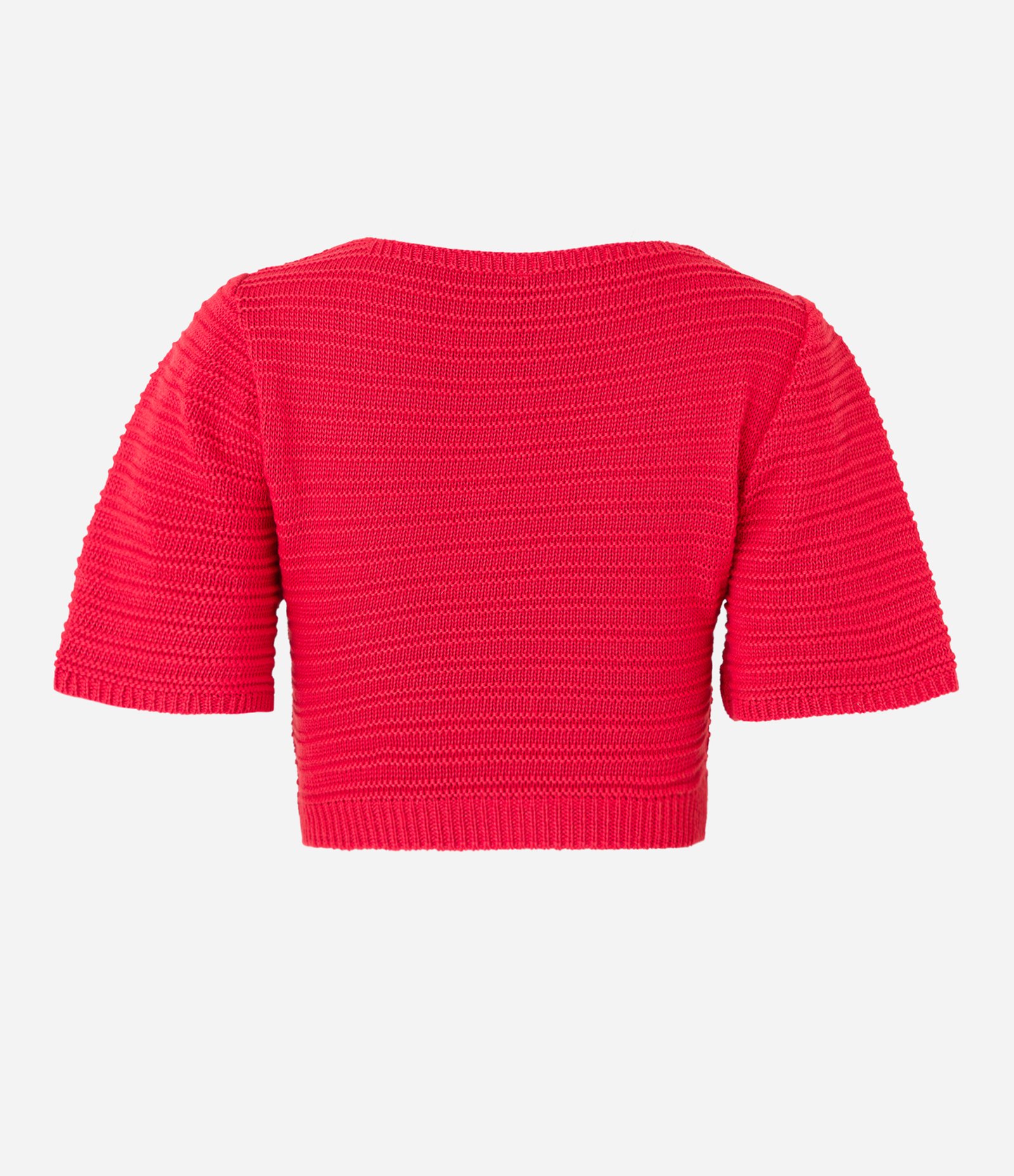 Blusa Cropped em Tricô com Ponto Diferenciado e Manga Curta Vermelho 6