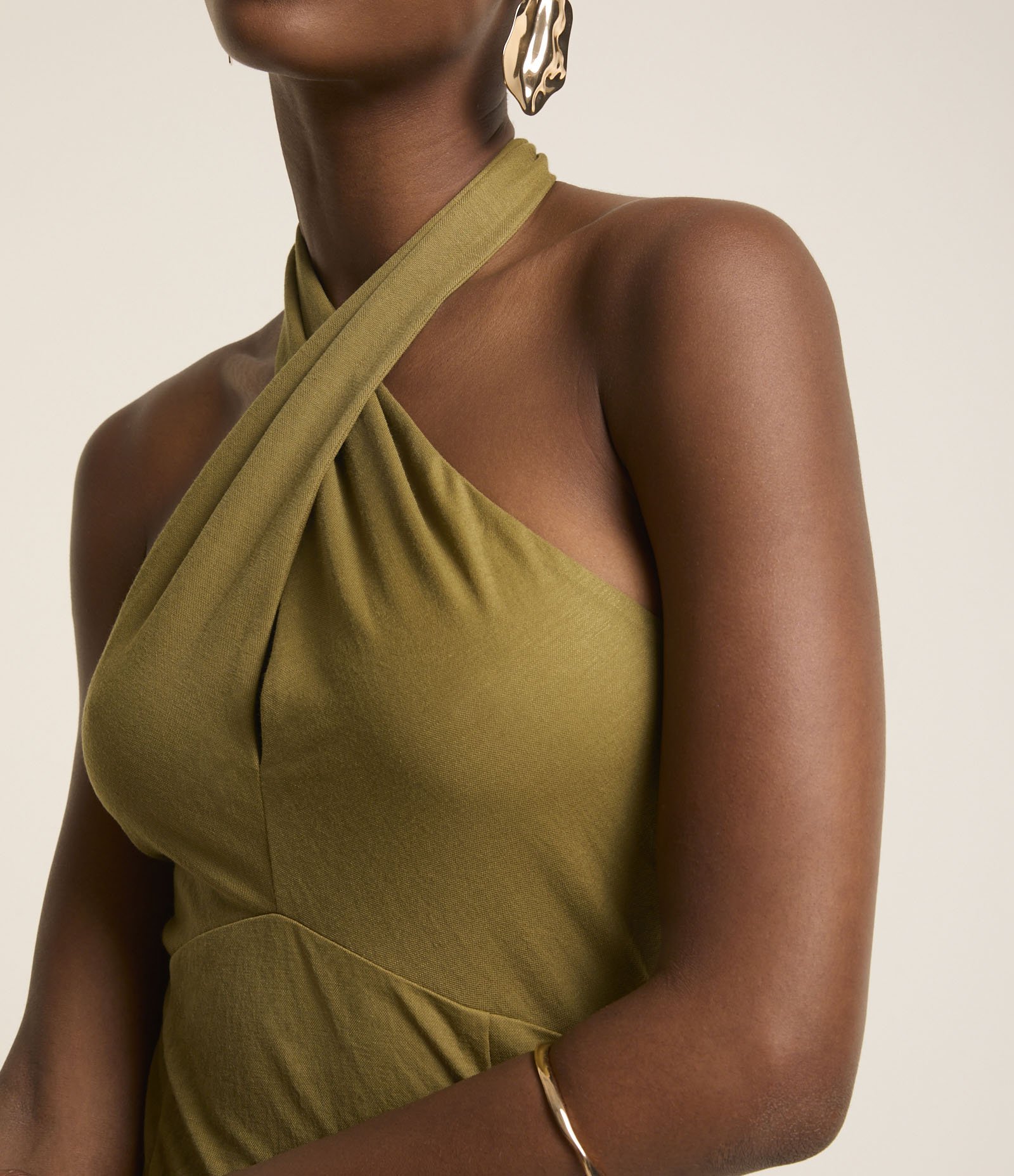 Vestido New Midi em Malha Piquet com Amarração no Pescoço Verde 3