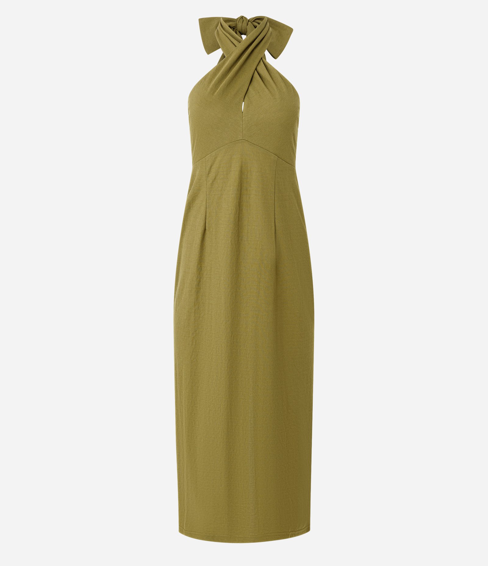 Vestido New Midi em Malha Piquet com Amarração no Pescoço Verde 7